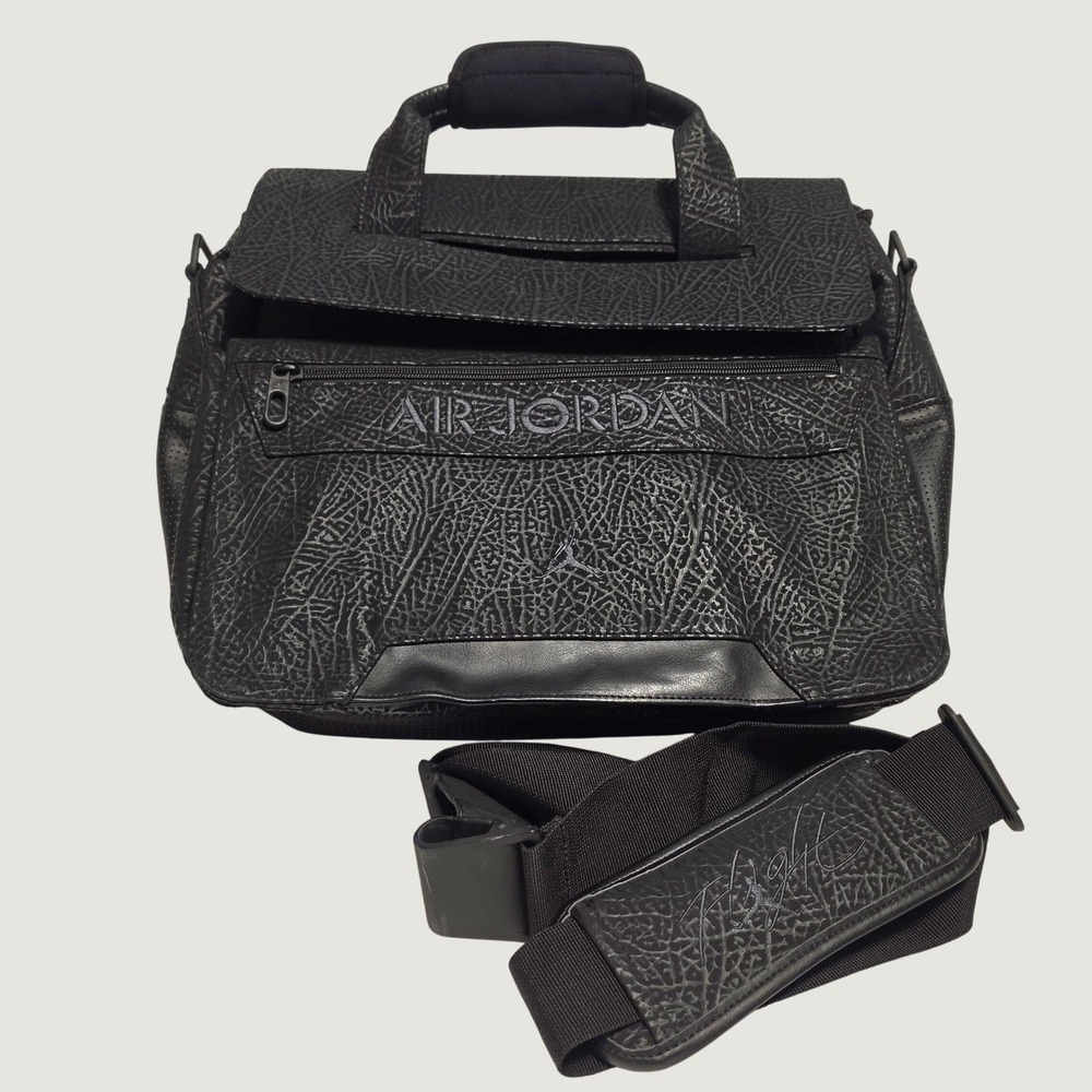 Air Jordan Elephant Print Messenger Bag Black Laptop Shoulder Bag One Size